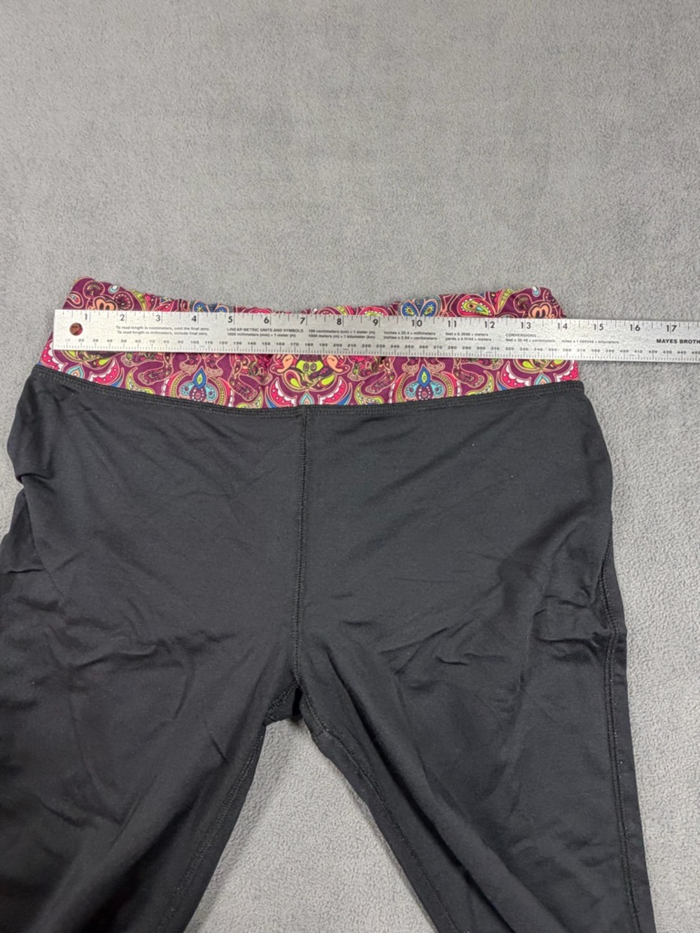 Disney Parks Black Capri Leggings with Pink Purple Mickey Patterned Waistband - Picture 5 of 10